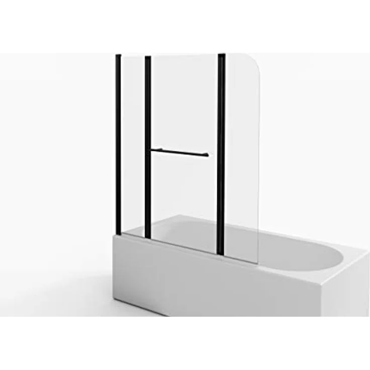 Duschwand CITY 125 x140 cm - 3-teilig faltbar - beidseitig montierbar - 4mm starkes Einscheibensicherheitsglas - matt schwarzes Design – Bild 3
