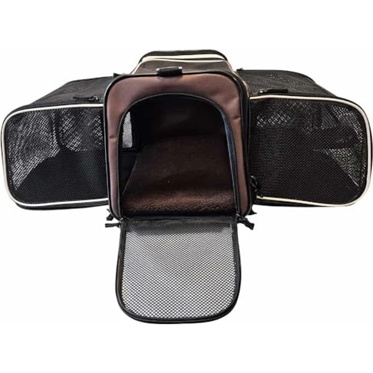 Nobby Tasche Extend braun 45 x 28 x 28 cm, strapazierfähige Mikrofaser, abwaschbar, mit Utensilienfach, für Hunde bis 10 kg, mit Karabiner und Reflektorstreifen – Bild 2