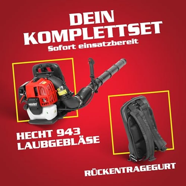 Hecht 943 Benzin-Rückenlaubbläser, 1,7 PS, 900 m³/h, 43 cm³, ergonomischer Tragegurt – Bild 7