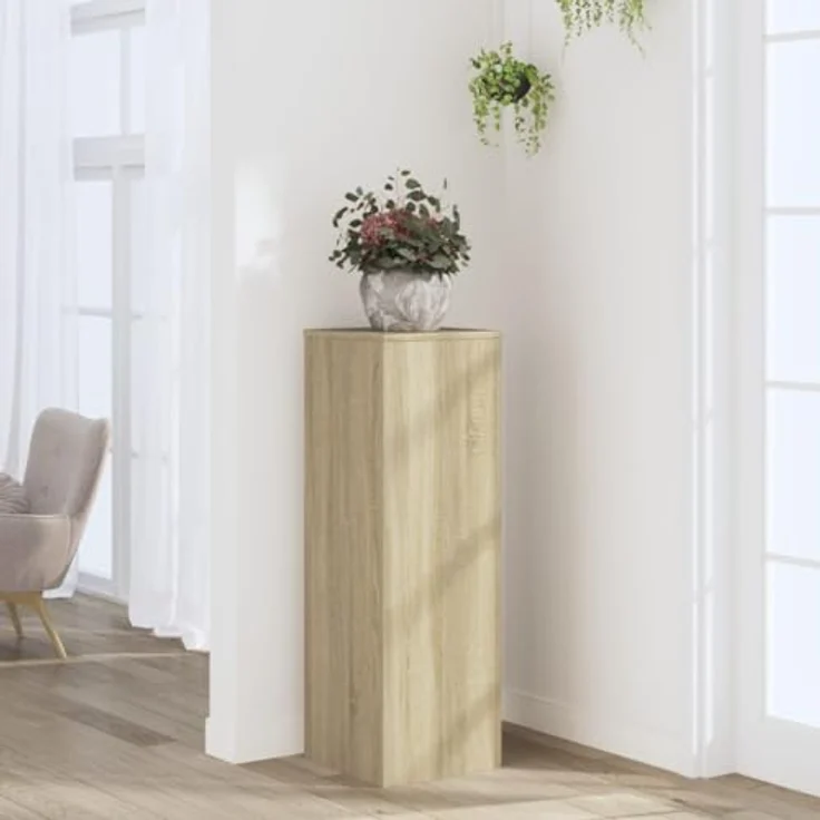 vidaXL Blumenständer Pflanzenständer Sonoma-Eiche 33x33x100 cm Holzwerkstoff (1 St) - Stabiles und langlebiges Material, zeitloses Design – Bild 2