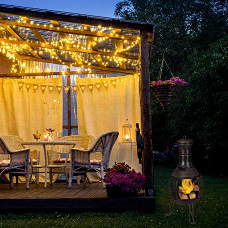 relaxdays Feuerschale Aztekenofen für Garten rot-bronze, Inka-Design mit Funkenschutzgitter und Schürhaken – Bild 3