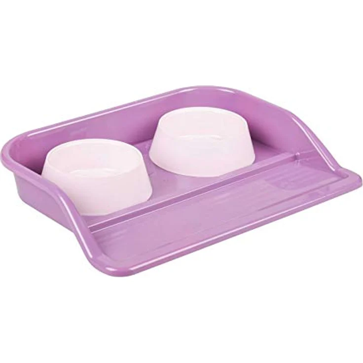Futternapf Set 2 x 300ml Fressnapf aus Kunststoff mit Unterlage Wassernapf Futterschüssel Katze Hund Wasser Napfset Fütterung Futterschale