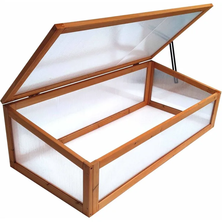 Powertec Garden Mini Gewächshaus, braun, 115 x 53 x 34 cm aus chinesischem Tannenholz, ideal für Anzucht und Pflanzenschutz