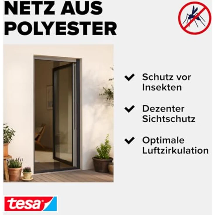 tesa Fliegengitter COMFORT für Türen, 2 x je 0,65 m x 2,50 m 4042448858849 – Bild 8