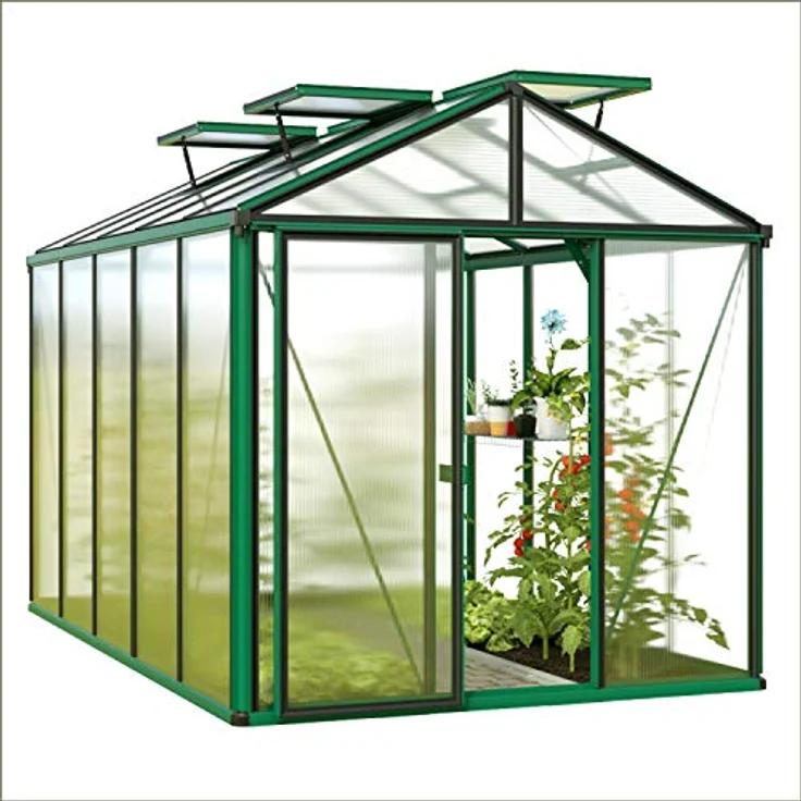 GFP Gewächshaus Diamas 22 Light 235x311 cm mit integriertem Fundament 12 mm Doppelstegplatten, Farbe Moosgrün - Made in Austria – Bild 1