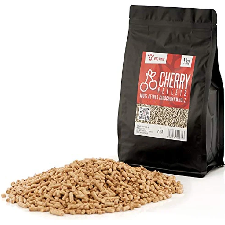BBQ-Toro Grillpellets Kirsch, 100% Kirschenholz, 1 kg, ideal für Grill, Smoker, Pellet-Pizzaofen und Heizungsanlagen, niedrige Restfeuchte, intensiver Rauchgeschmack – Bild 1