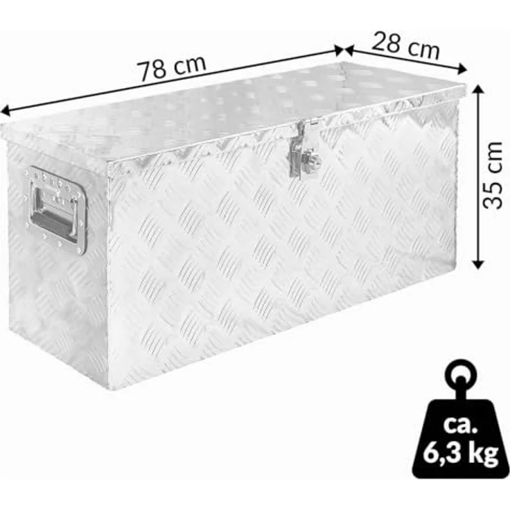 Trucky Truckbox Aluminium Deichselbox, abschließbare Alu Kiste 79x29x36 cm für Anhänger – Bild 4