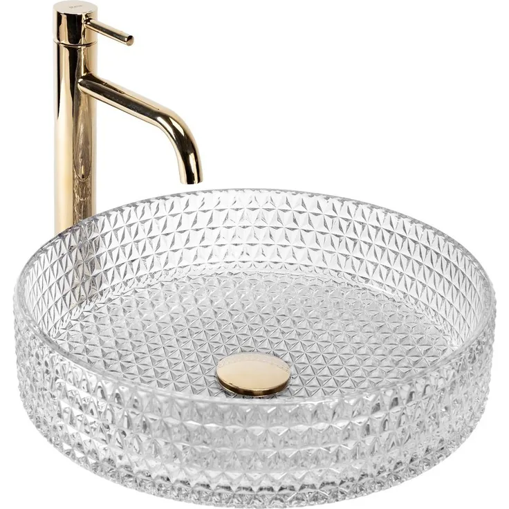 wohnwerk.idee Aufsatzwaschbecken Cristal Ø35,5 Ø39 Schwarz Grau Weiß, aus Kristallglas hergestellt