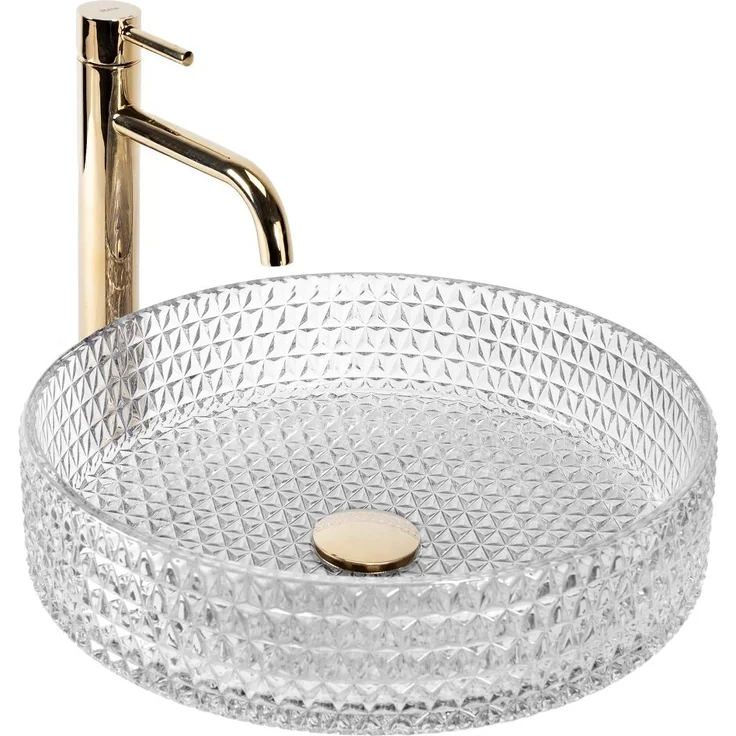 wohnwerk.idee Aufsatzwaschbecken Cristal Ø35,5 Ø39 Schwarz Grau Weiß, aus Kristallglas hergestellt