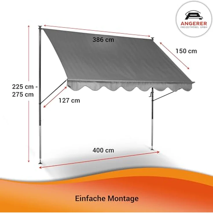 Klemmmarkise Exklusiv 400 cm Nr. 2200 braun – Bild 3