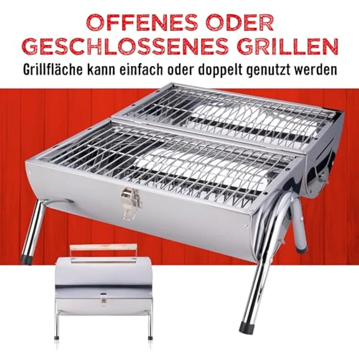 Edelstahl BBQ Holzkohlegrill Tragbarer Holzkohlegrill – Bild 6