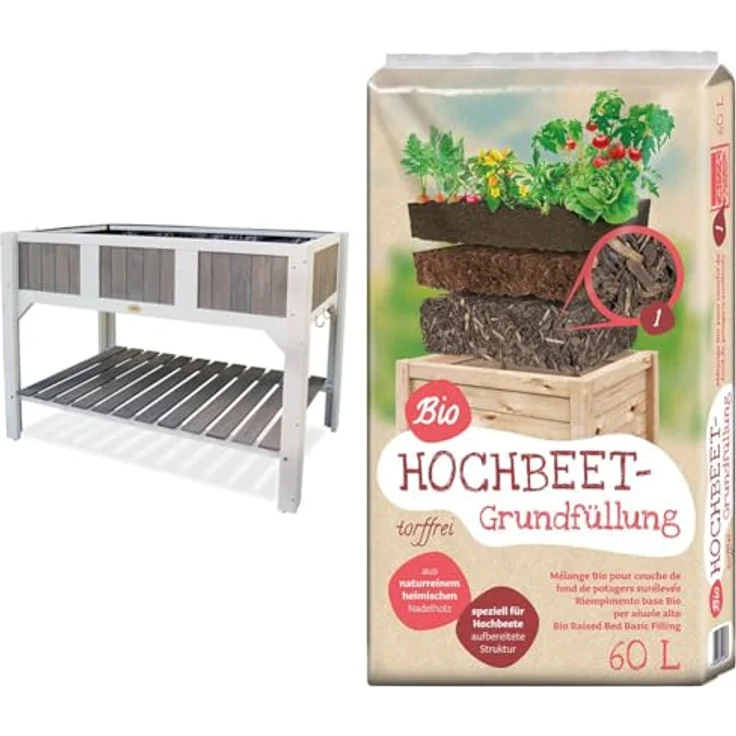 Habau Klara Hochbeet, weiß/grau – Bild 2