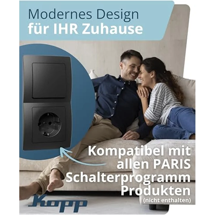 Kopp Abdeckrahmen 402550011, 2-fach Unterputzmontage, schwarz, matt, RAL 9005 – Bild 3