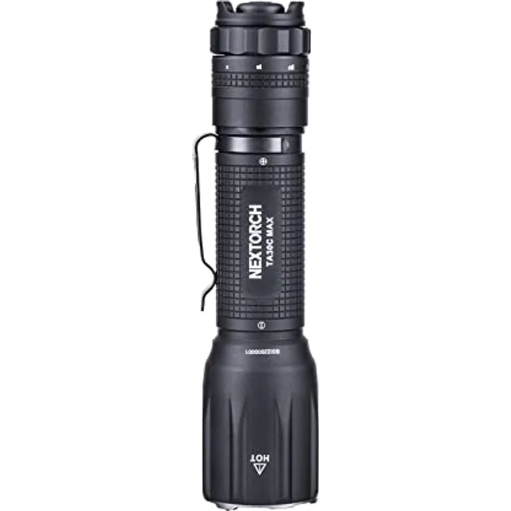 Nextorch TA30C MAX, taktische Taschenlampe mit 3000 ANSI Lumen, USB-C Akku 5000mAh, wasserdicht IPX8, stroboskopfähig, schwarz – Bild 8