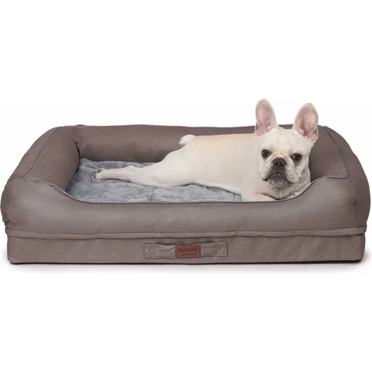 RAIKOU Hundematratze Hundebett mit Abnehmbarem Kissen, waschbar, gepolstert, grau - Preisvergleich