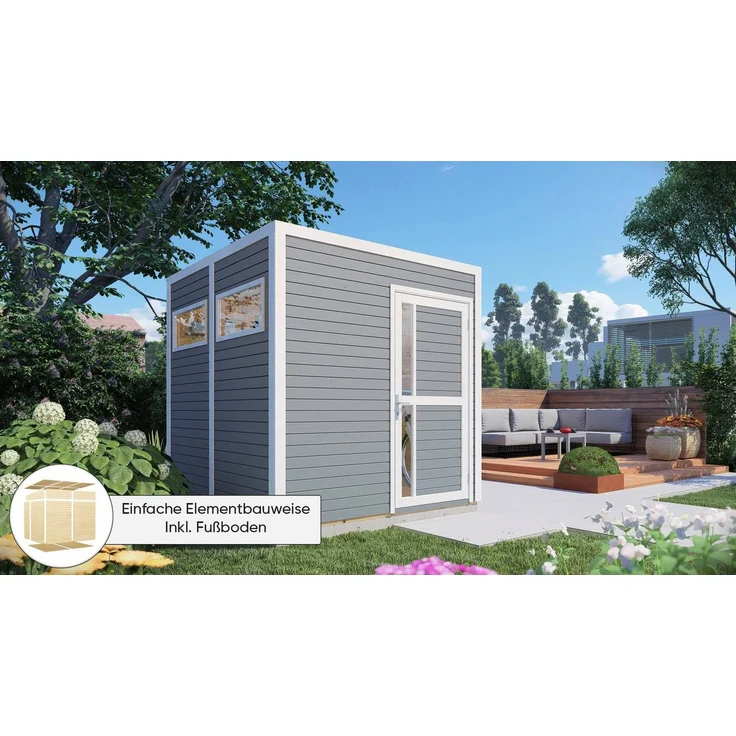 KONIFERA Gartenhaus Cubus 2, BxT: 226x240 cm, modernes Design mit hohem Stauraum und feuchtebeständigen Bodenelementen