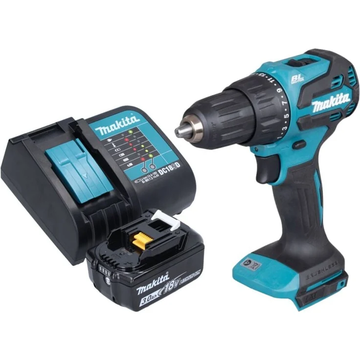 Makita DHP 490 SF1, Akku Schlagbohrschrauber 18 V, 65 Nm, Brushless, inkl. 3,0 Ah Akku und Ladegerät