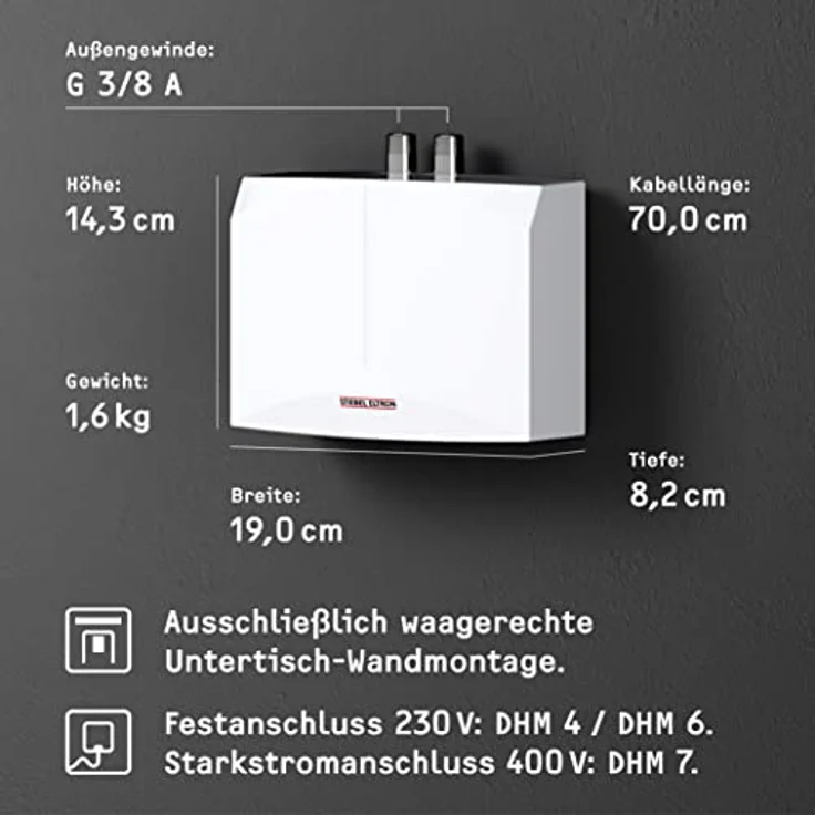STIEBEL ELTRON DHM 6, hydraulischer Mini-Durchlauferhitzer für Handwaschbecken, 5,7 kW, Festanschluss 230V, druckfest und drucklos, VDE geprüft, inkl. Spezial-Strahlregler – Bild 5