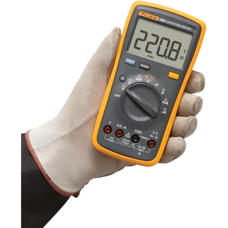 Fluke 15B+ Digital Multimeter, 600 V Cat III, AC/DC bis 1000 V, Strommessung bis 10 A, mit Frequenz- und Temperaturmessfunktionen – Bild 1