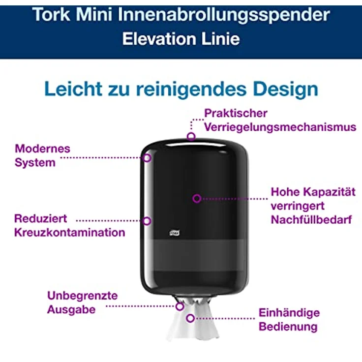 Tork Tork Tork Handtuchrollenspender Innenabrollung schwarz Farbe: schwarz – Bild 2