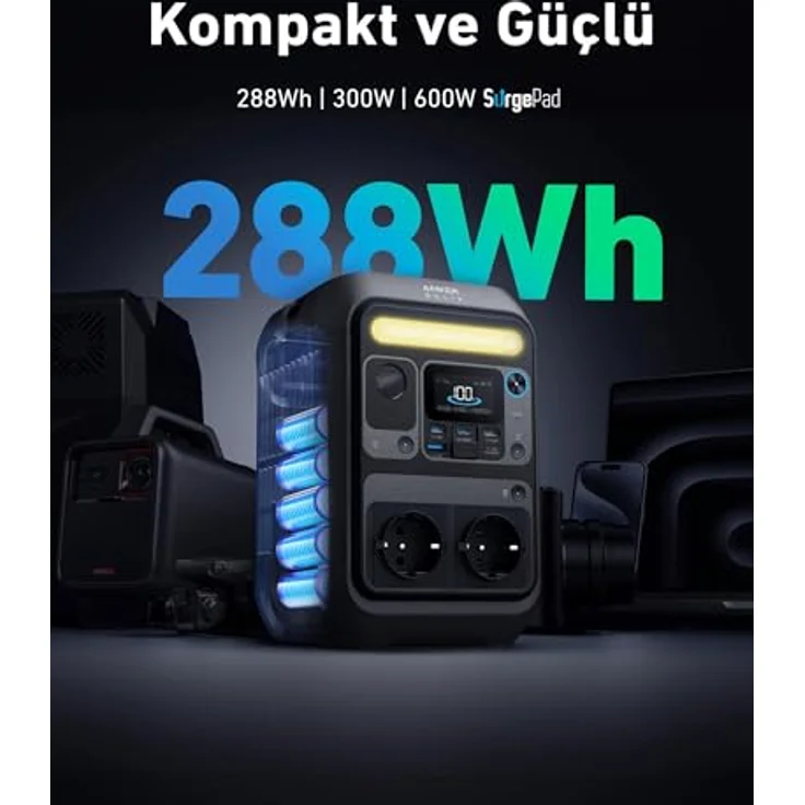 Anker SOLIX C300X Tragbare Powerstation 288Wh | 600W, Schwarz – Bild 2