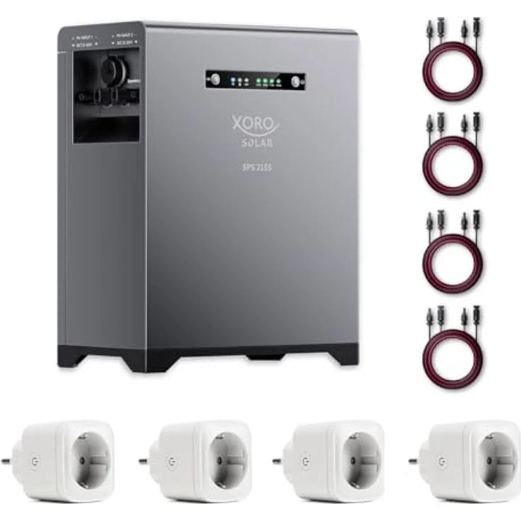 XORO SOLAR SPS 2155 Balkonkraftwerkspeicher mit 2 kWh LiFePO4 Akku, 4 Smart Plugs, Dual MPPT 2x800W Eingang, 800W Ausgang, IP65, Plug & Play, wetterfest für Innen- und Außenbereich – Bild 1