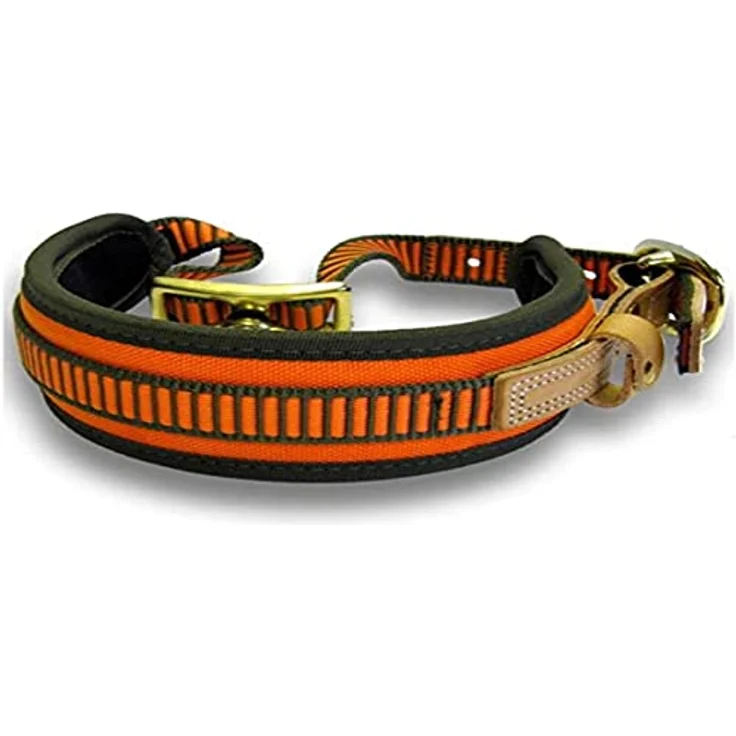 Niggeloh Hundehalsband Schweißhalsung, orange-oliv, S, mit Aluminium-Inneneinlage und Neoprenpolsterung – Bild 1