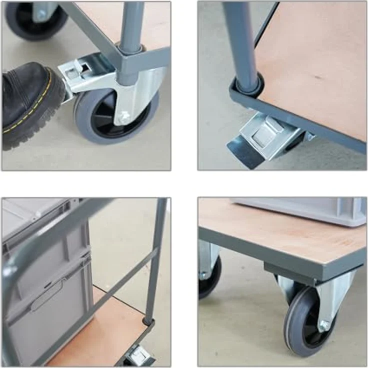 PROREGAL® Transportwagen Profi Plattformwagen, 450kg Traglast, pulverbeschichteter Stahl, Lichtblau, HxBxT 102x60x98cm – Bild 5