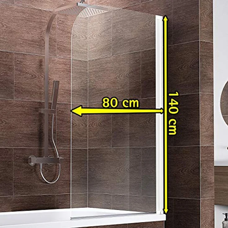 Schulte D1650 04 50 Komfort Duschabtrennung für Badewanne, 80 cm x 140 cm, Alpinweiß, 5 mm Sicherheitsglas ohne Beschichtung – Bild 5