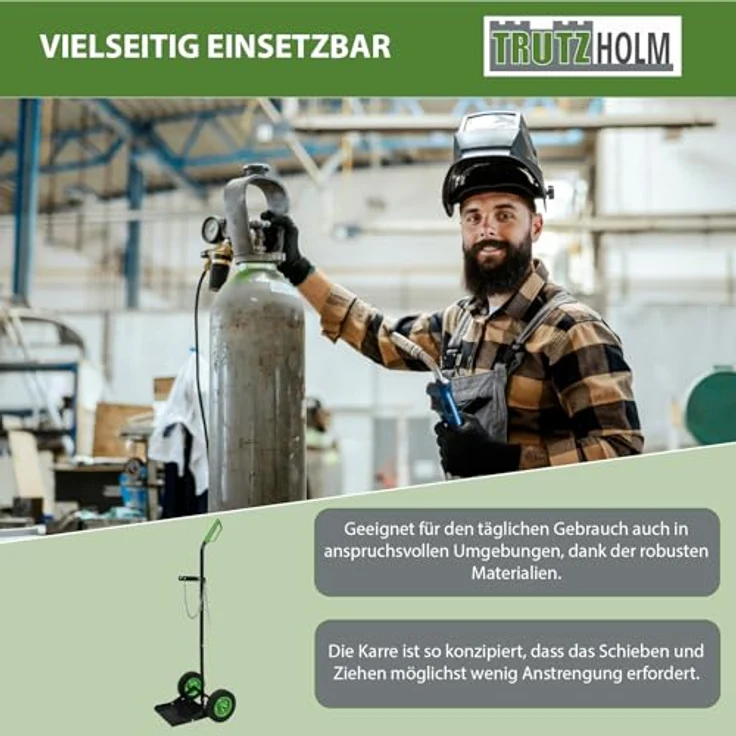 TRUTZHOLM Gasflaschenkarre, Sackkarre aus pulverbeschichtetem Stahl mit Handschutzbügel & Sicherungskette, 100 kg Traglast, für den Transport von technischen Gasen – Bild 5