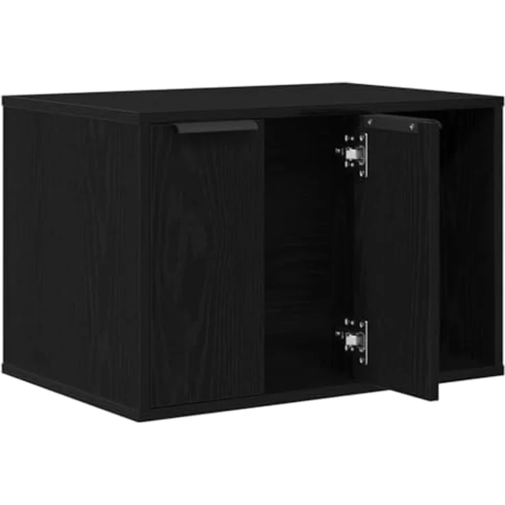 vidaXL Katzenklo Schwarz Eichen-Optik 60x40x40 cm Holzwerkstoff, Verstecktes Design, Vielseitig einsetzbar, Individuell anpassbare Installation – Bild 5