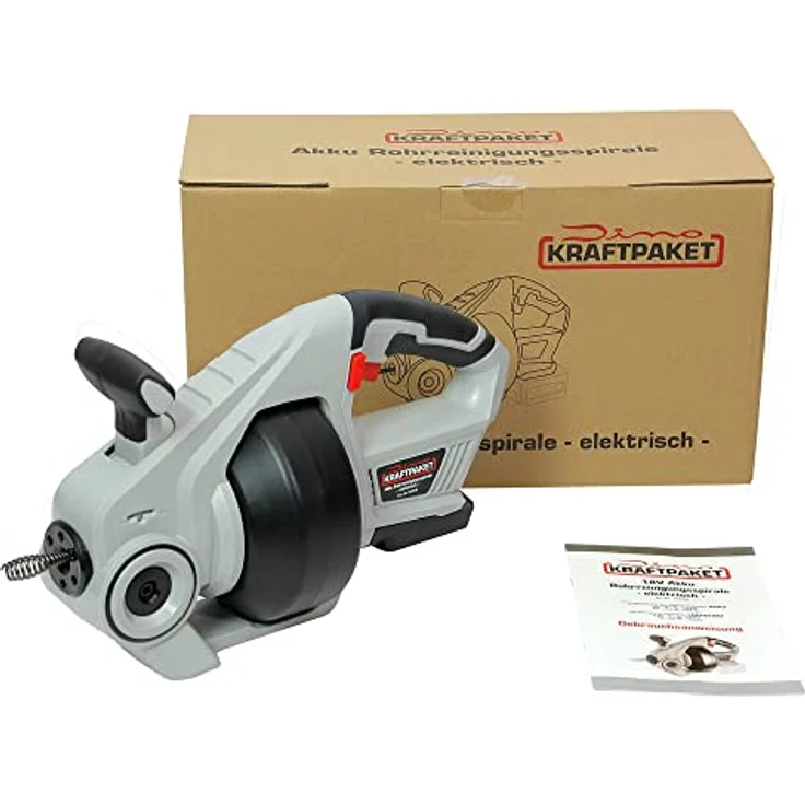 Dino KRAFTPAKET 18V-450W Akku Rohrreiniger elektrisch mit Rohrreinigungsspirale geeignet für Rohrdurchmesser 19-76m - Solo - LED Beleuchtung – Bild 7