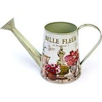 Ambiente Haus Fleur-Gießkanne, dekorative Metall-Gießkanne in antikem Creme mit Goldpinseleffekt, 1,3 L