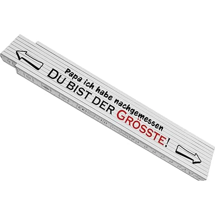 speecheese Meterstab aus Holz mit Spruch "Papa, ich habe nachgemessen, du bist der Größte!", lustig bedruckter Zollstock, 24x3,5 cm, rot