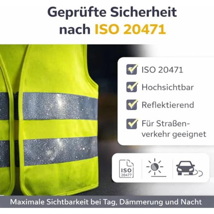 TK Gruppe Timo Klingler 4X Warnwesten ISO 20471, neongelb reflektierend, 360° Sichtbarkeit, Einheitsgröße Unisex - Auto- und LKW-Zubehör – Bild 3