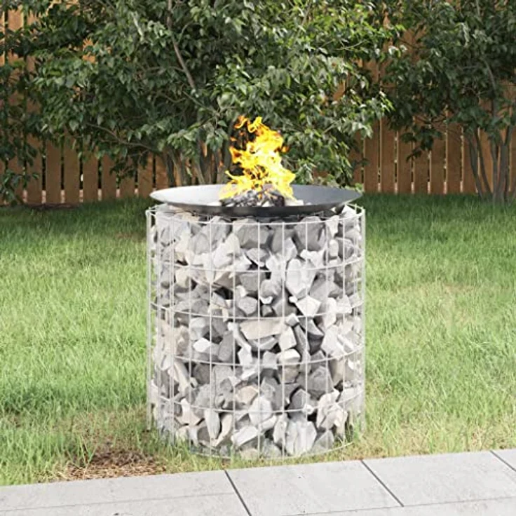 vidaXL Gabionen-Feuerstelle Ø 50 cm Verzinktes Eisen – Bild 2