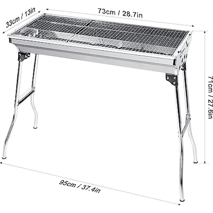 AGM Holzkohlegrill Camping Grill Holzkohle,Klappgrill Tragbarer Grill,Für Camping Garten Picknick Party, 73x 33x 71 cm, für 5-10 Personen – Bild 4