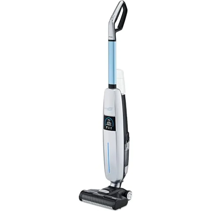 Trisa Hartbodenreiniger 3-in-1, Saugwischer & Nass-Trockensauger mit 32V Li-Ion Akku, LED Display, Sprachassistent, HEPA Filter und Selbstreinigungsfunktion