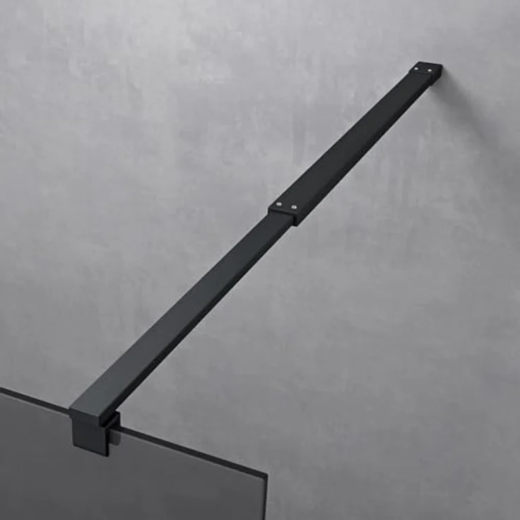 Mai & Mai Duschwand Bremen Schwarz Profil mit Nano Glas, Einscheibensicherheitsglas, Design Walk-In Duschabtrennung, variabler Wandabstand 70-120cm, einfache Montage – Bild 3