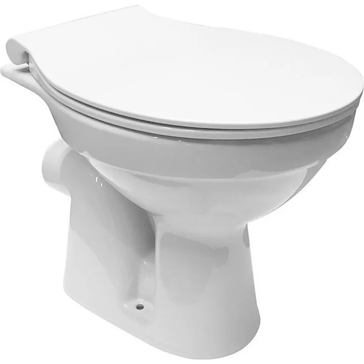 Belvit Tiefspül-WC BV-SW5001+BV-D0400, Stehend, Abgang waagerecht, Stand WC Toilette Abgang Waagerecht Wand Tiefspüler Stehend +, Weiß