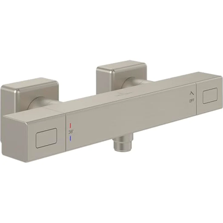 Villeroy & Boch Universal Taps & Fittings Duschthermostat, eckig, Brushed Nickel Matt, mit Verbrühschutz und Sicherheitssperre bei 38° – Bild 1