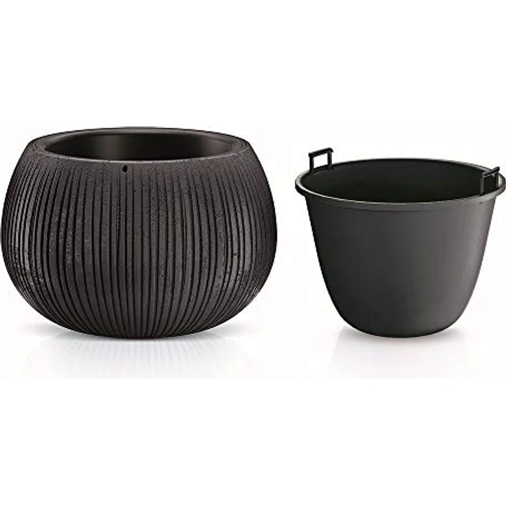 Prosperplast BETON BOWL de plástico CON depósito en color Cemento negro, 19,5 (alto) x 29 (ancho) x 29 (profundo) cms – Bild 2