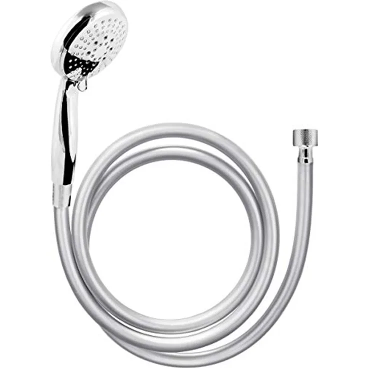 Cornat Brause-Set "Comiso" - Handbrause 100 mm - 5 Strahlarten: Normal-, Soft- & Massagestrahl - Anti-Kalk & Wasserspareinsatz - 150 cm Brauseschlauch / Brausekopf für Dusche & Badewanne / TECB3432