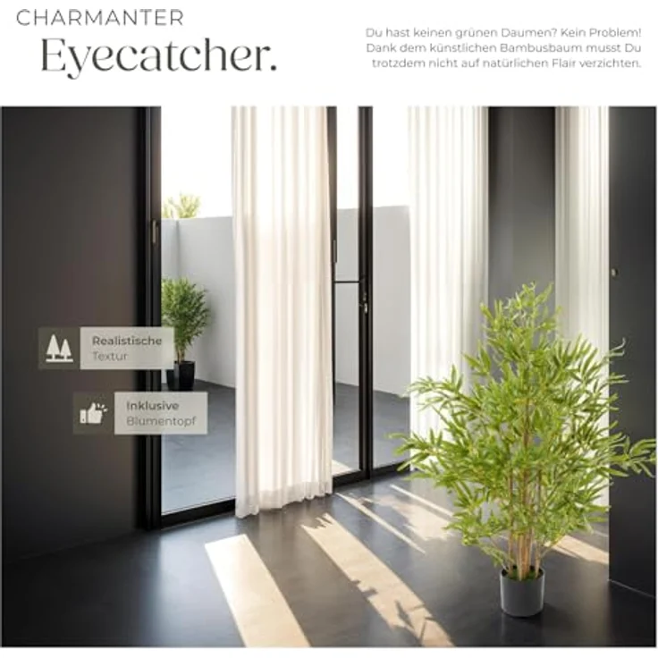 tectake® Bambus künstliche Zimmerpflanzen, Fake Plant - 120 cm, naturgetreuer Bambusbaum, vielseitige Dekoration für jeden Raum – Bild 5