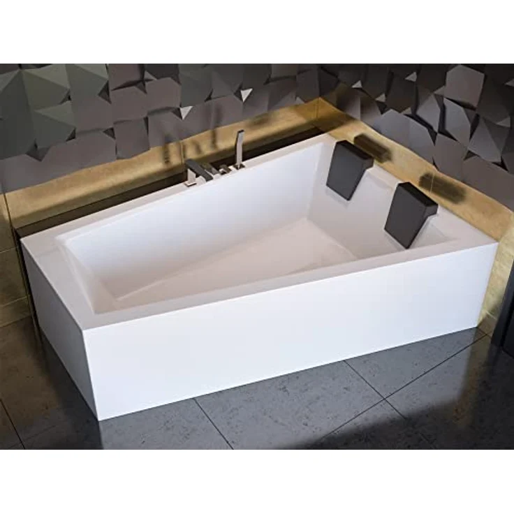 KOLMAN Badewanne INTIMA Eckbadewanne 170x125 Rechts mit AcrylSchürze, Ablaufgarnitur und Füßen Komplettset 4in1 Premium Original Acryl Wanne Siphon in Reinweiß – Bild 2