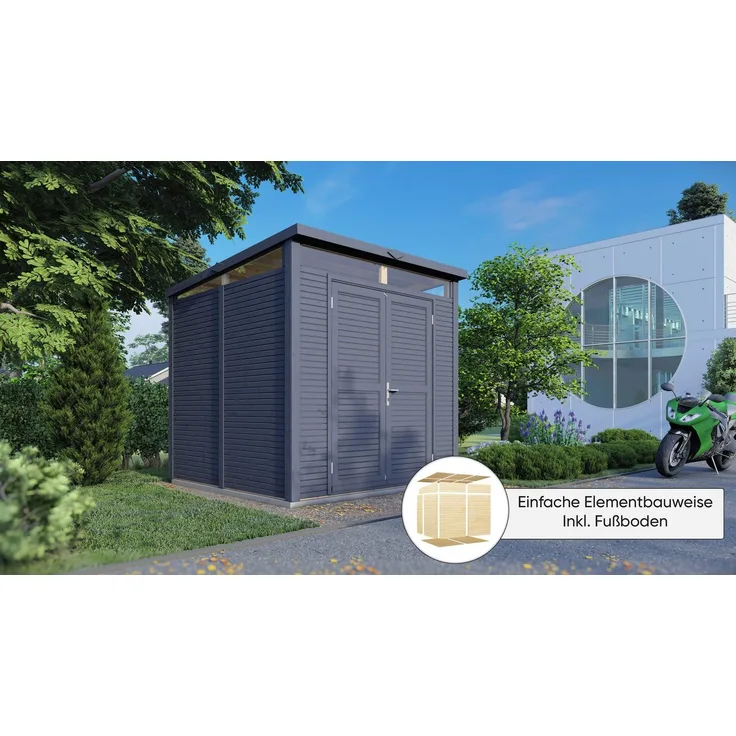 BERTILO Gartenhaus Woodline, elegantes Gartenhaus mit schmalem Rhombusprofil, BxT: 226x240 cm, inkl. Zylinderschloss