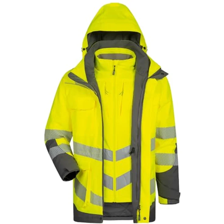 HELMUT FELDTMANN Warnschutzparka ARWID Gr. XXL, gelb/grau, wasserdicht, atmungsaktiv mit thermofixierten Reflexstreifen und abnehmbarer Sturmkapuze – Bild 5