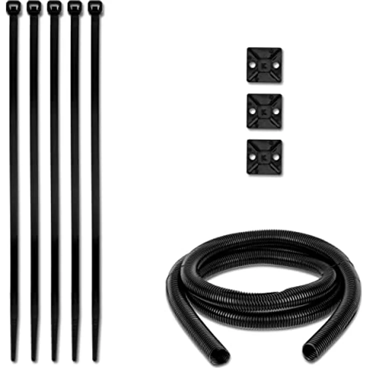 REV 0518266555 Kablkanal, Kabelschlauch längsseitig offen. 2,5m Ø 25mm. Set 9-teilig, schwarz – Bild 1