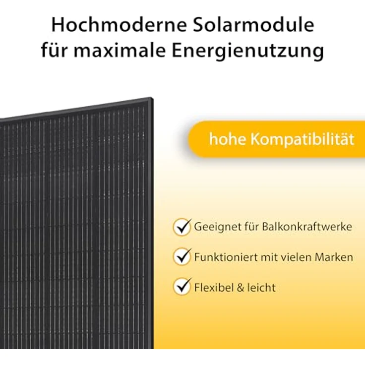 VALE Solarmodul-Set Bifazial 880 Wp Full Black, Glas-Glas-Module für Balkonkraftwerke, hohe Effizienz, lineare Leistungsgarantie – Bild 5