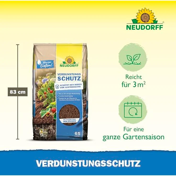 Neudorff Rindenmulch Verdunstungsschutz 65 L, natürliche Bodenabdeckung zur Reduzierung der Verdunstung um 35 % für Hochbeete, Pflanzgefäße und Beete – Bild 3